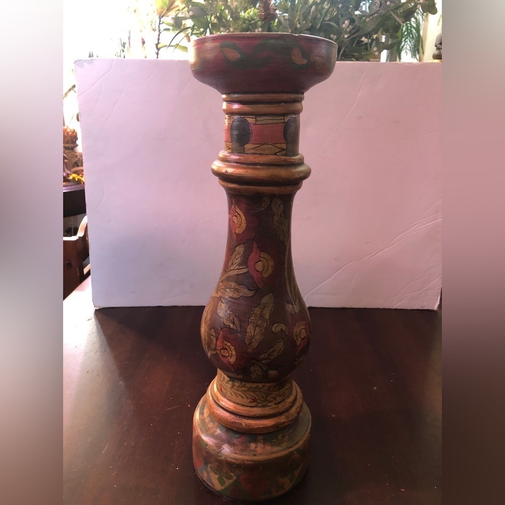 Tall Colorful Candle Holder from India.